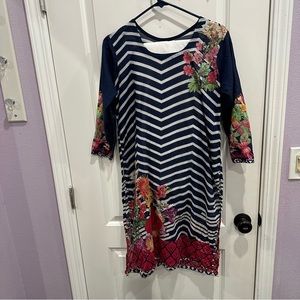 Two piece striped salwar kameez set